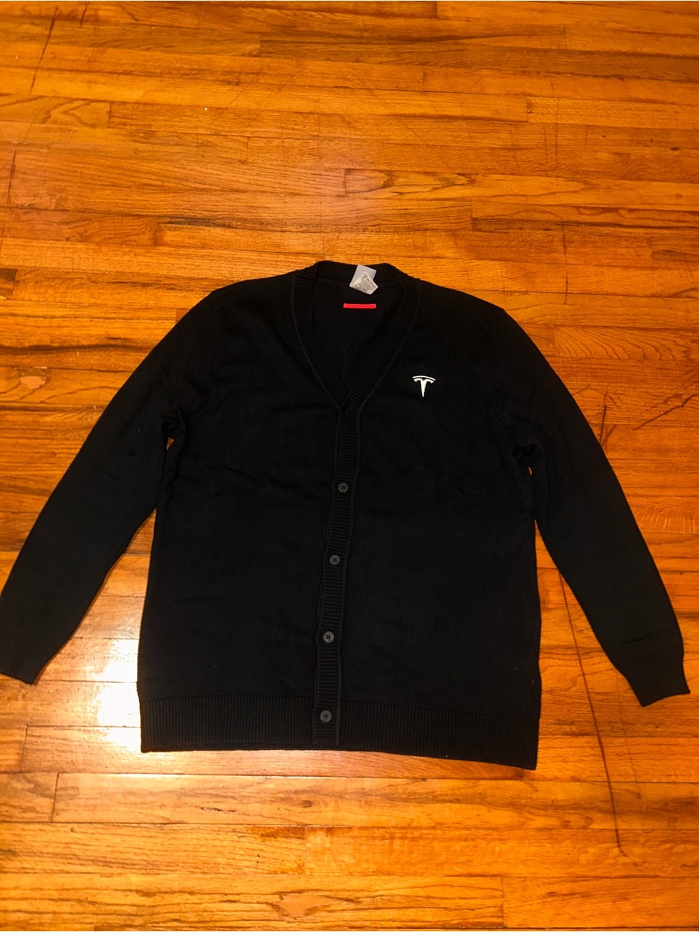 Tesla Black V-Neck Button-Front Cardigan Sweater